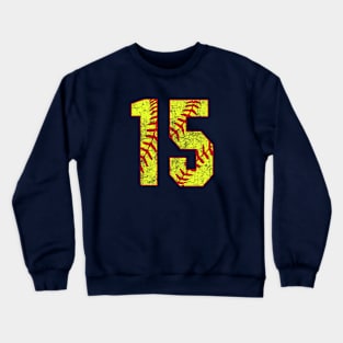 Fastpitch Softball Number 15 #15 Softball Shirt Jersey Uniform Favorite Player Biggest Fan Crewneck Sweatshirt